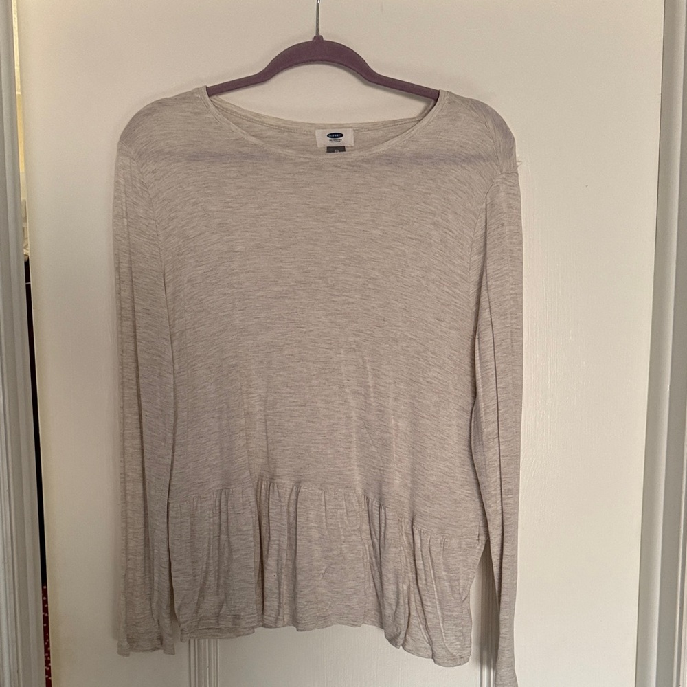 Old Navy Women's Beige Long Sleeve Peplum Top